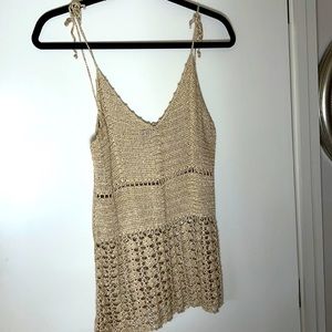 Vintage Venus Gold Threaded Halter Top